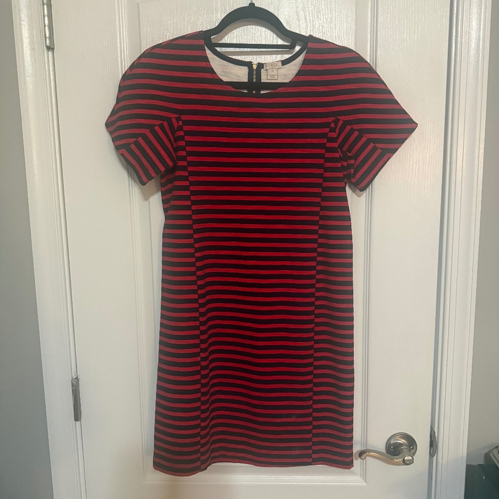 JCrew Navy & Red Striped Dress